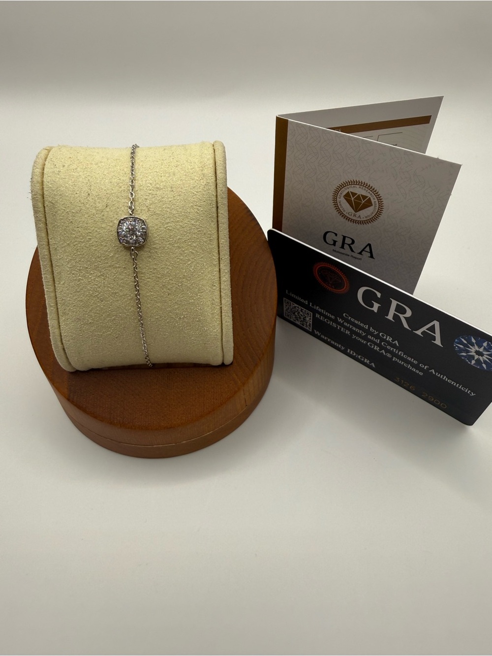 GRA Certified Moissanite Sterling Silver Halo Bracelet